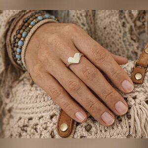 925 Silver Heart Heavy Ring Taxco Mexico Jewelry size 6,7